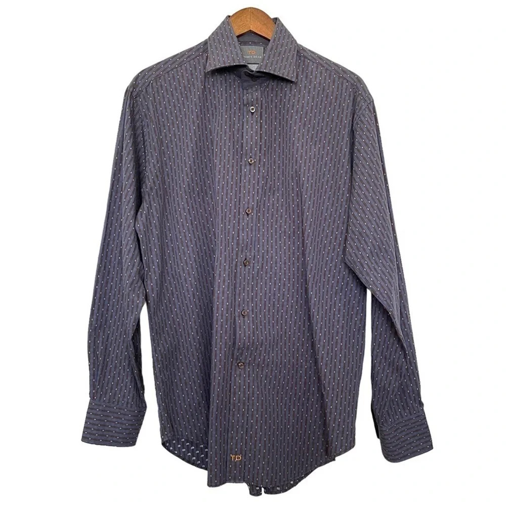 Thomas Dean Button Down Dress Shirt Size‎ Large